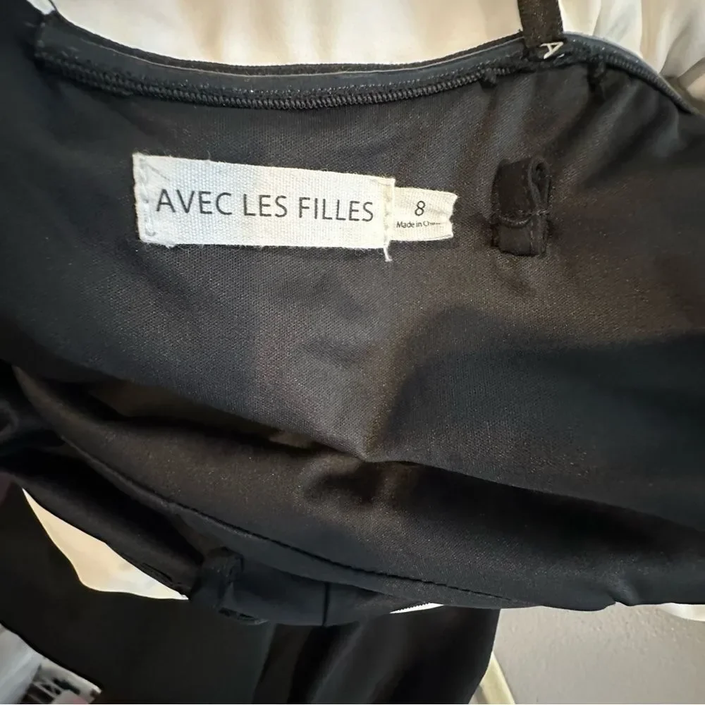 Avec Les Fille Black Crepe Wide Leg Off the Shoulder Jumpsuit | 8